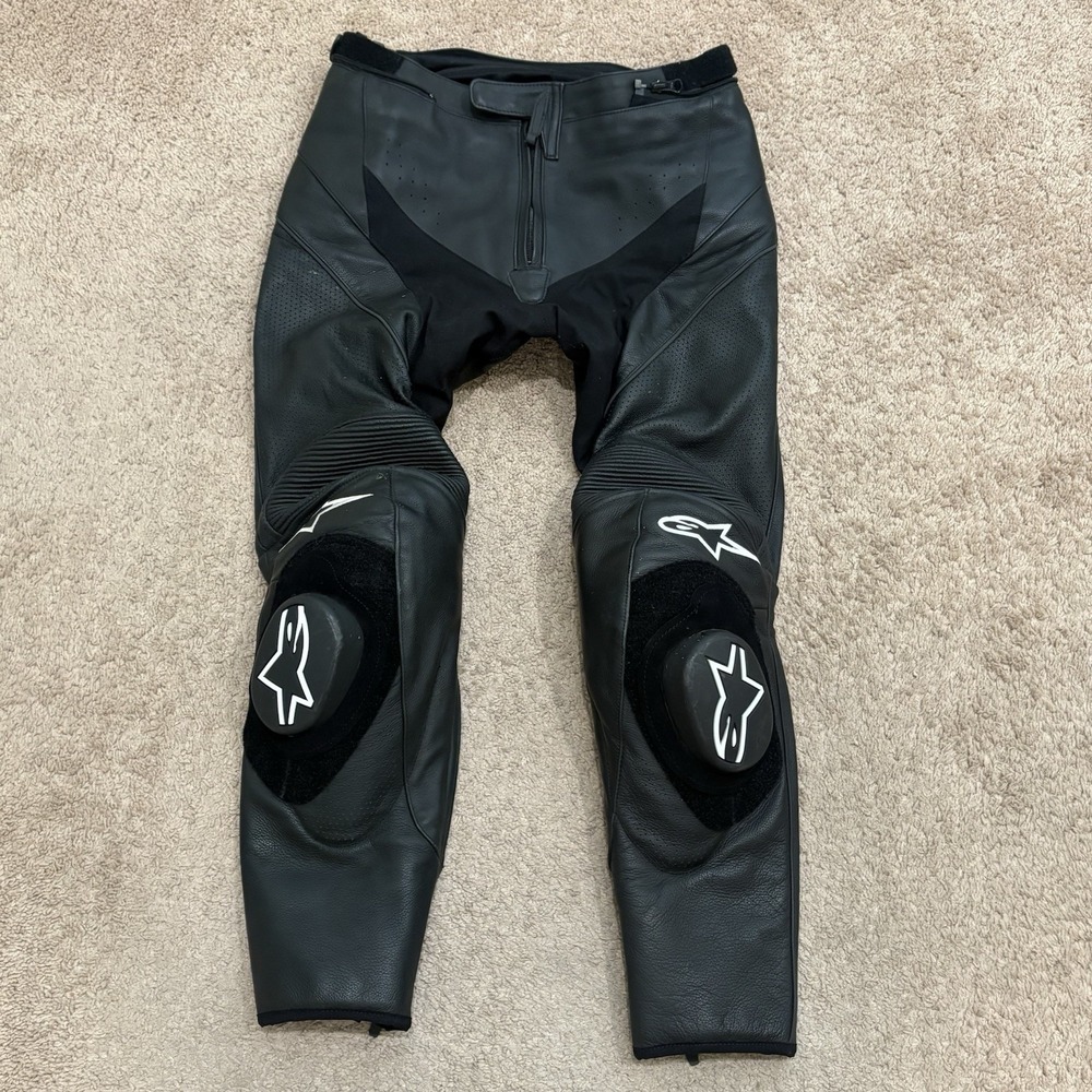 Alpinestars Missile Pants Men Sz 30 Black Leather Motorcycle Biker Padded Knees